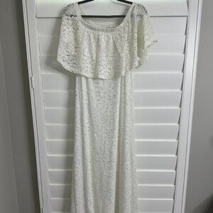 Chelsea and Violet White Lace Off the Shoulder Dress